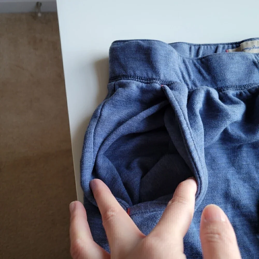 Tommy Bahama Blue Cotton Blend Drawstring Pull On Long Lounge Pants Size Large
